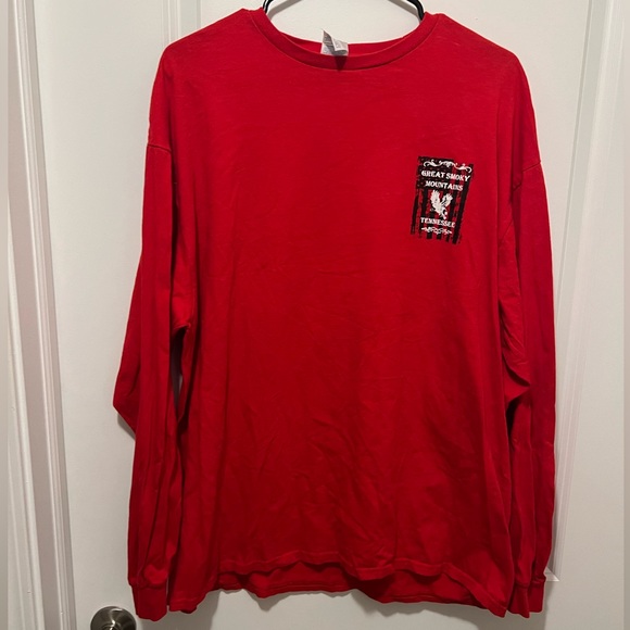 Tennessee Great Smoky Mountains Long Sleeve Red Tee Shirt Crewneck SizeXL Cotton - Picture 1 of 4